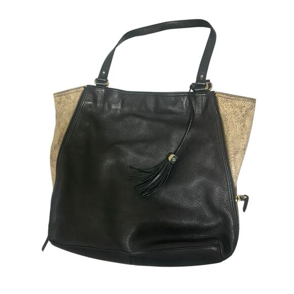 Stella & Dot The Switch Large Vintage Leather Python Purse with Tassel - Picture 1 of 8
